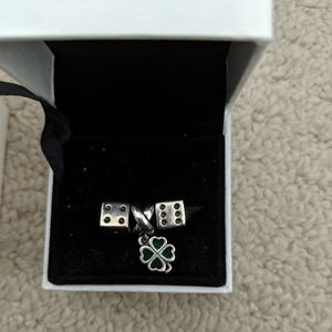 Pandora Lucky Dice and Clover charms